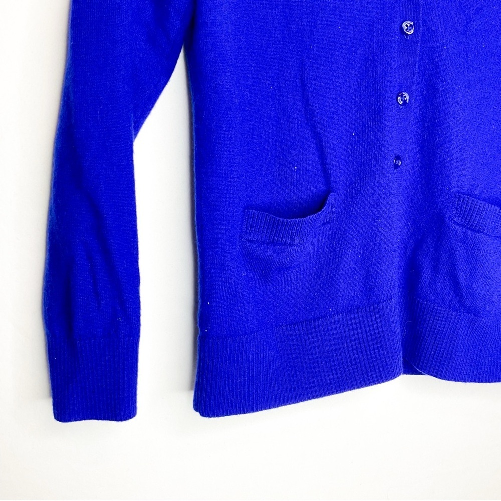Lord & Taylor Extra Fine Merino Wool Cardigan Cobalt Blue Sweater - Picture 7 of 12